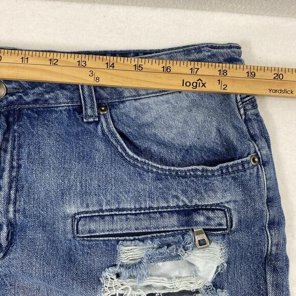 Carbon Jean Shorts Mens Size 38 Destroyed Denim Raw Hem‎ Grunge Moto Skater - Picture 7 of 11